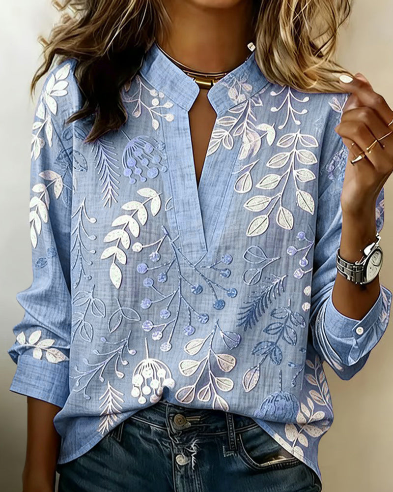 Pelyxa™ - Blouse femme florale coton coupe régulière élégante été