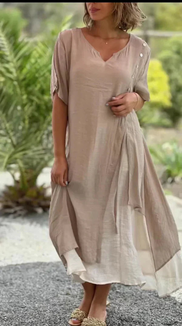 Amabel™ - Robe asymétrique à deux pièces avec manches courtes