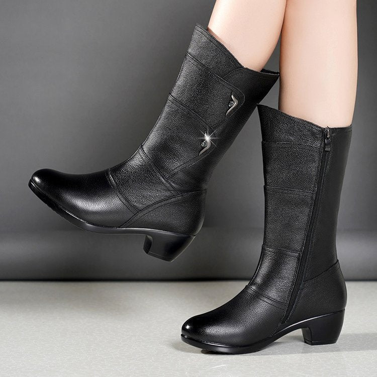 Catheriel™ - Bottines pour femmes jusqu'à mi-mollet avec plateforme et talon épais