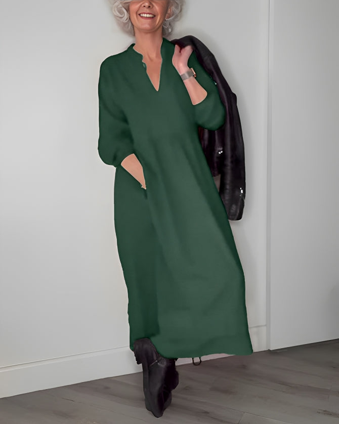 Amanda™ - La robe longue amincissante avec décolleté en V