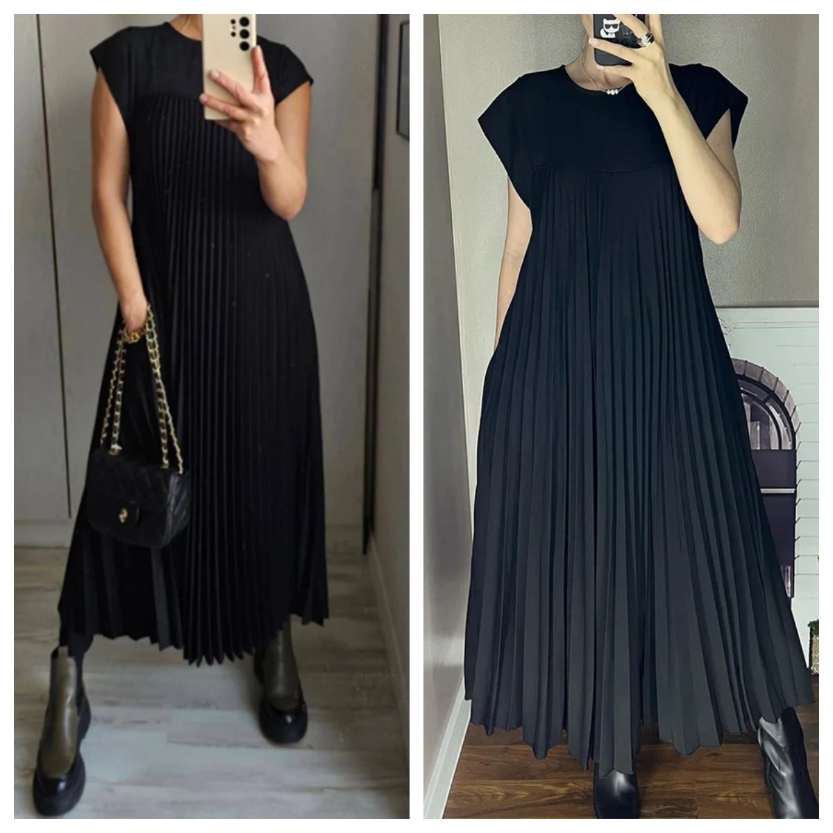 Mara™ - Robe Plissée Femme avec Détails de Couleur