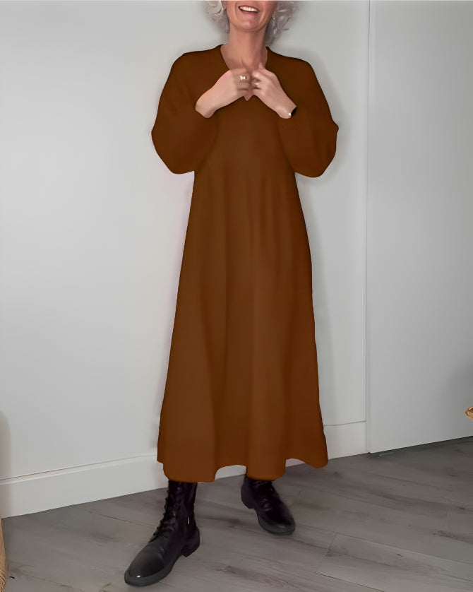 Amanda™ - La robe longue amincissante avec décolleté en V
