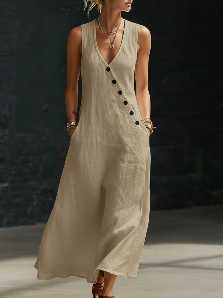 Fazira™ - Robe Femme Maxi Boutonnée Coupe Fluide Confort Quotidien