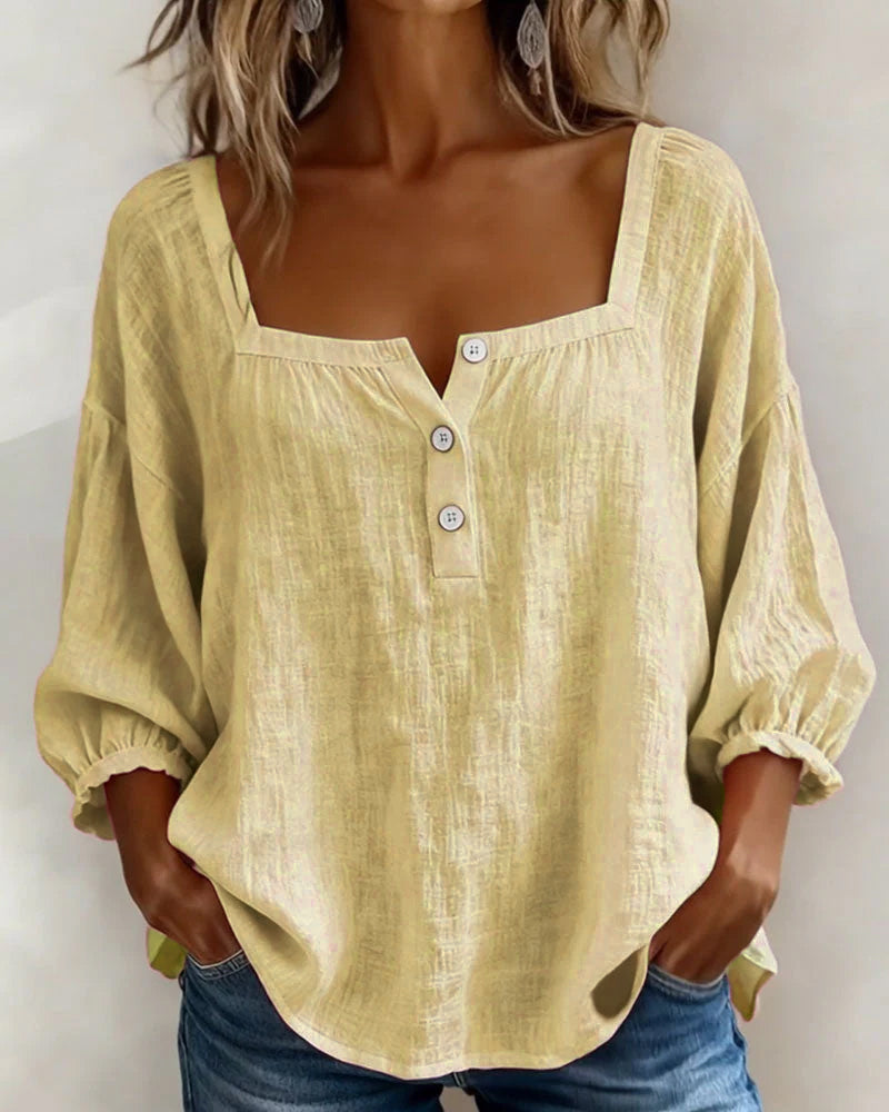 Glyressa™ - Blouse Femme Élégante à Col Carré