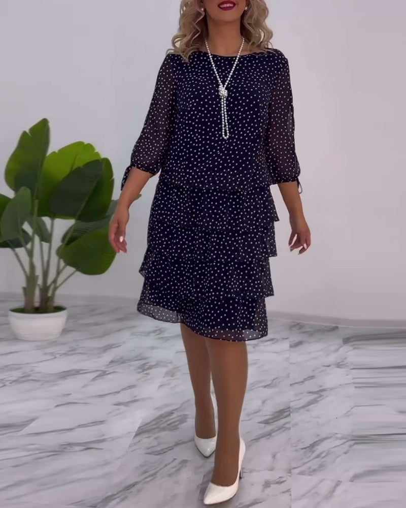 Fallon - Robe femme à pois avec manches en dentelle
