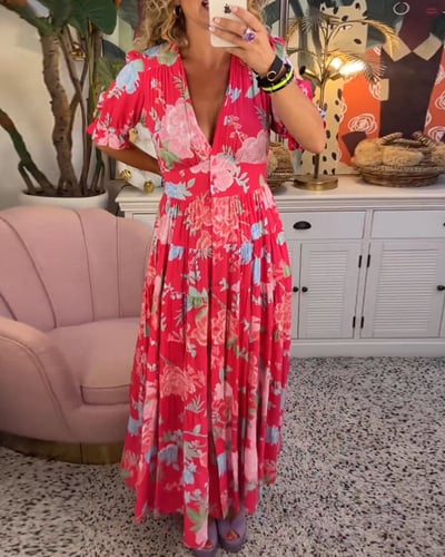 Isabeau™ - Robe Longue Confortable avec Col V et Poches