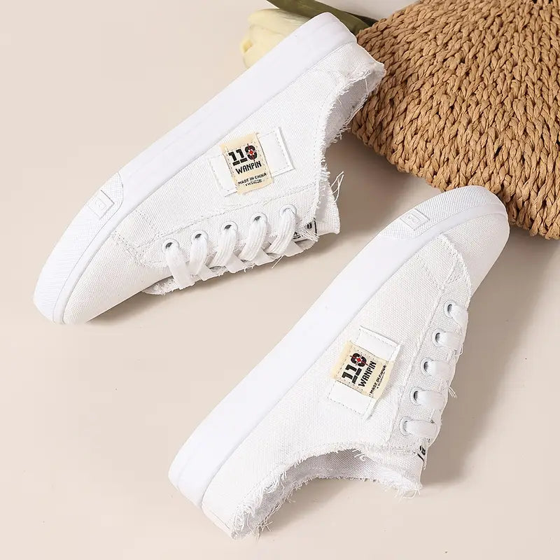 Cyrelia™ - Chaussures en toile lacées plates tendance et confortables qui vont avec tout