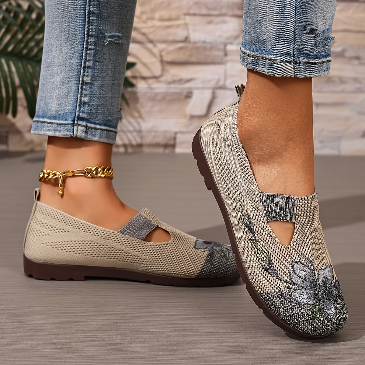 Arixa™ - Chaussures Respirantes Confortables à Broderie Fleurie