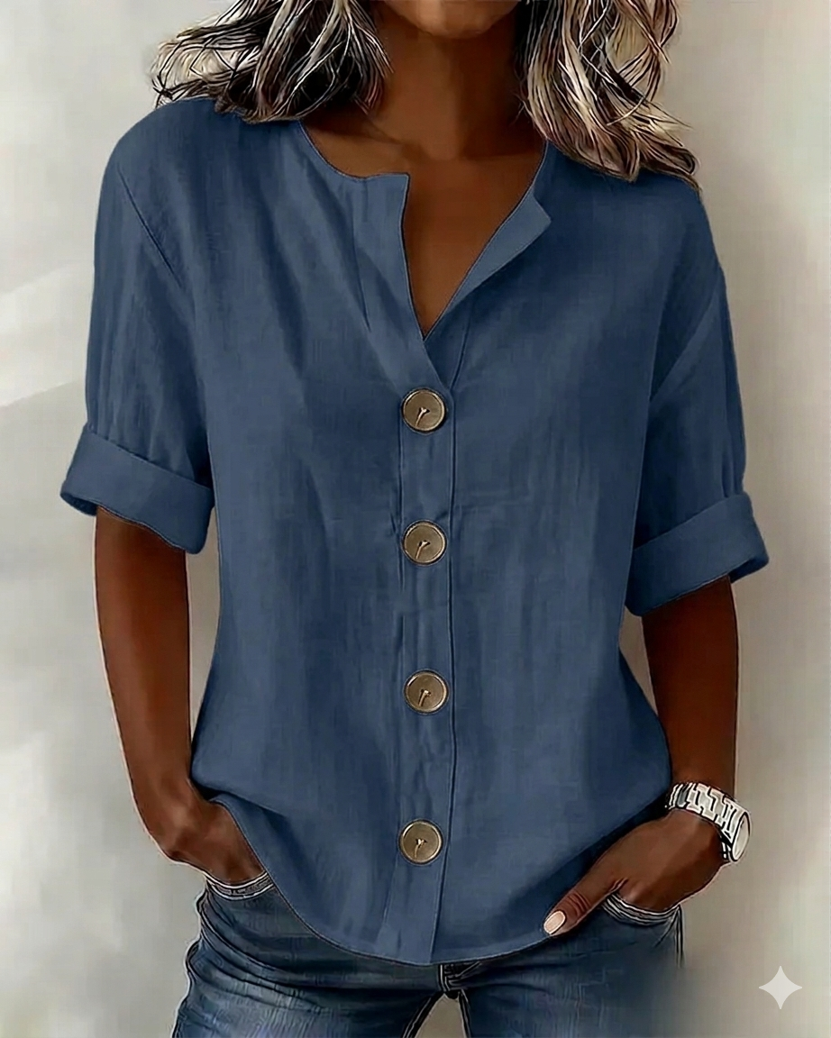 Pavixa™ - Blouse Femme Légère Boutonnée Coupe Fluide Pour Été