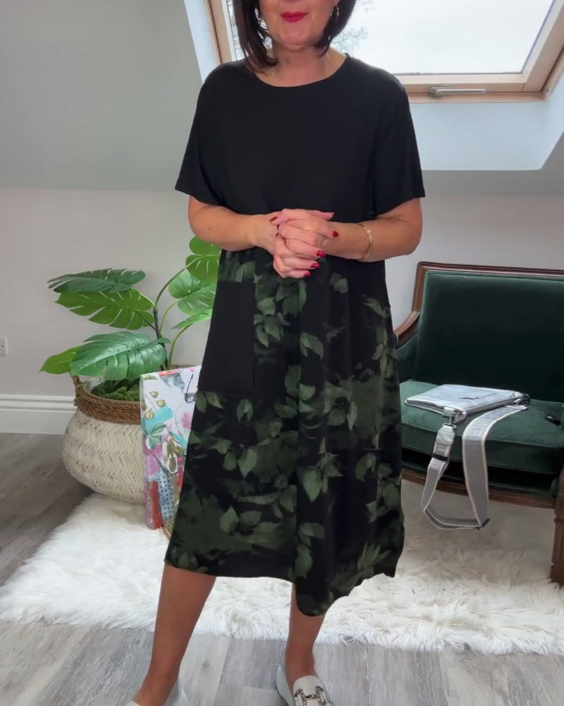 Fien™ - Robe Décontractée Patchwork à Imprimé Fleuri