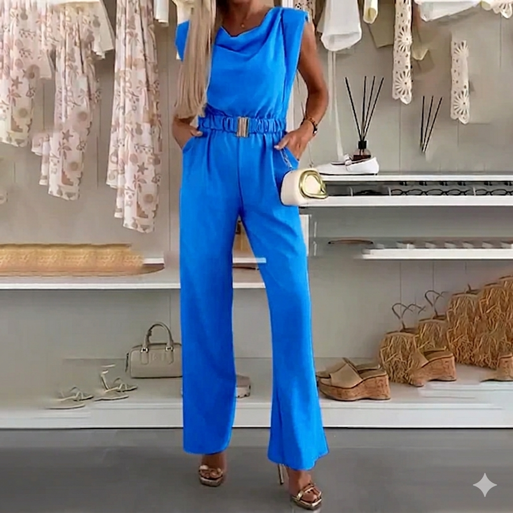 Briova - Combinaison femme sans manches à décolleté drapé