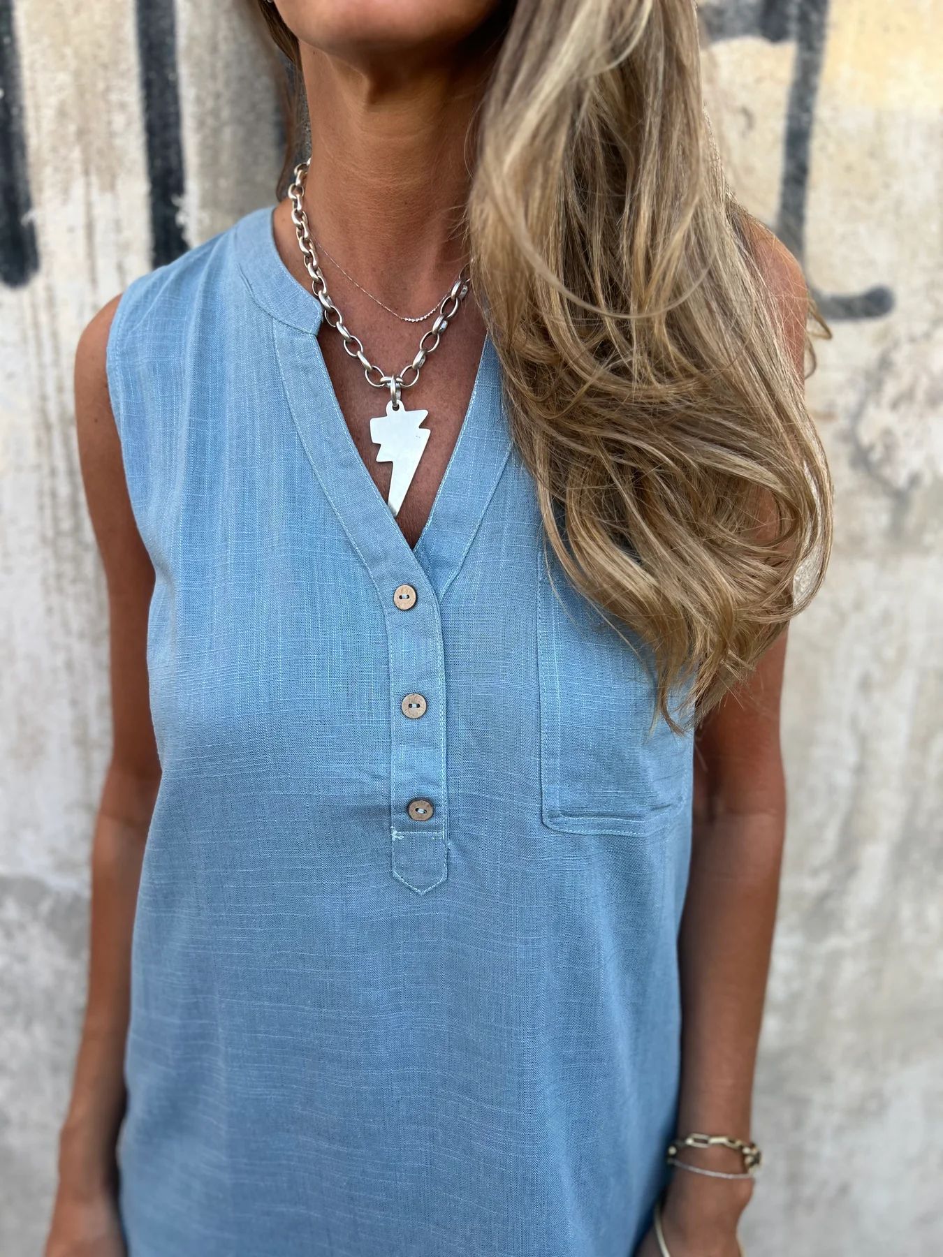 Nerelle™ - Robe Décontractée en Coton et Lin avec Col en V et Poche Latérale