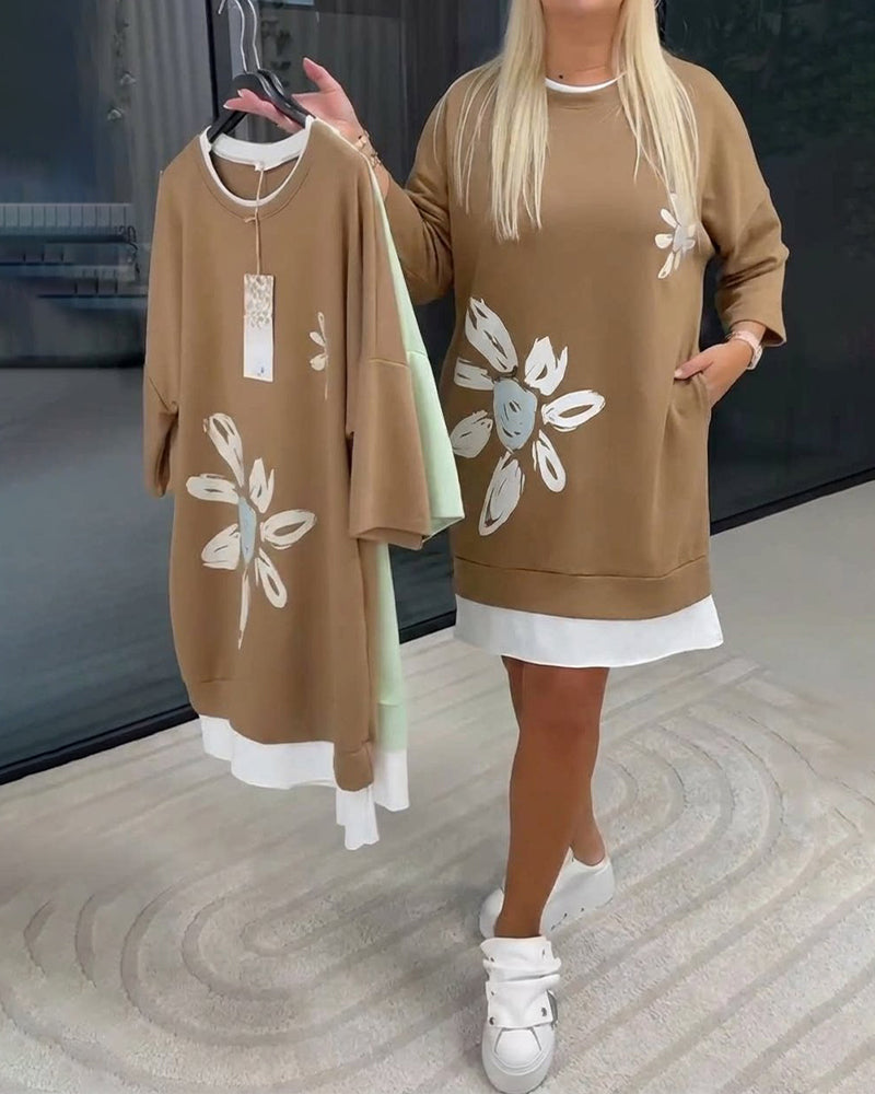 Ravessa™ - Robe Décontractée Style Sweat À Motif Floral