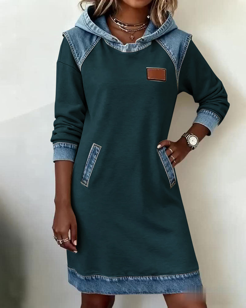 Lunariae™ - Robe casual à capuche style contrasté