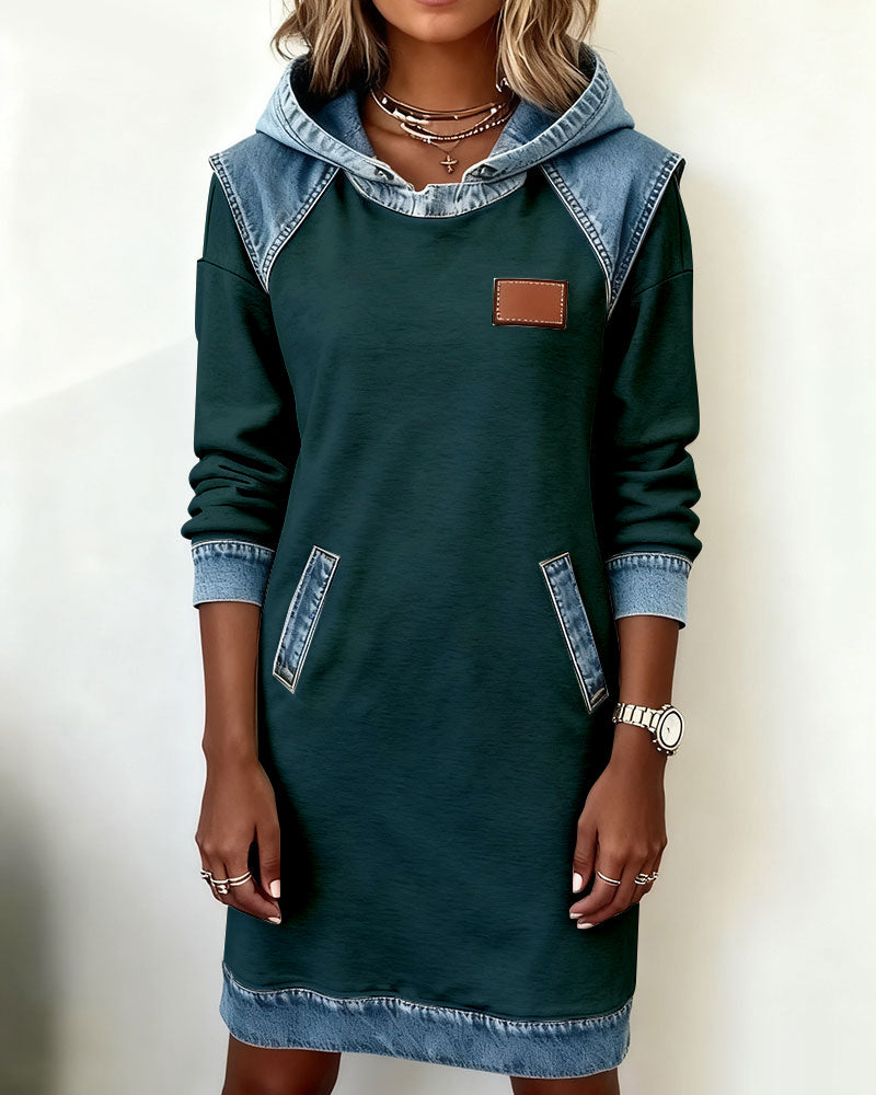 Lunariae™ - Robe casual à capuche style contrasté