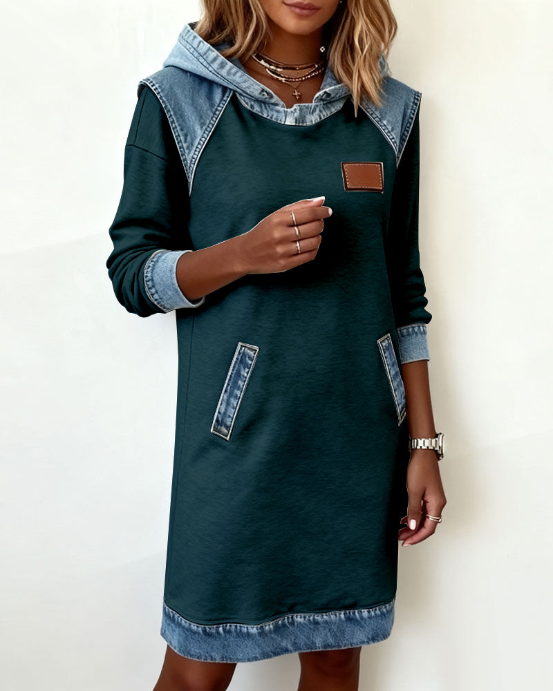 Lunariae™ - Robe casual à capuche style contrasté