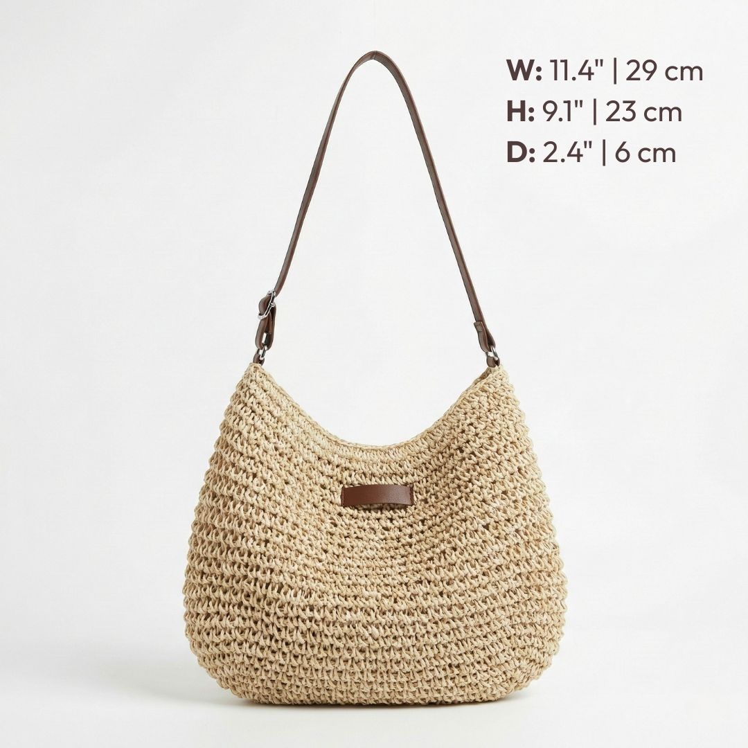 Mirelina™ - Sac femme bandoulière raphia tressé style boho naturel