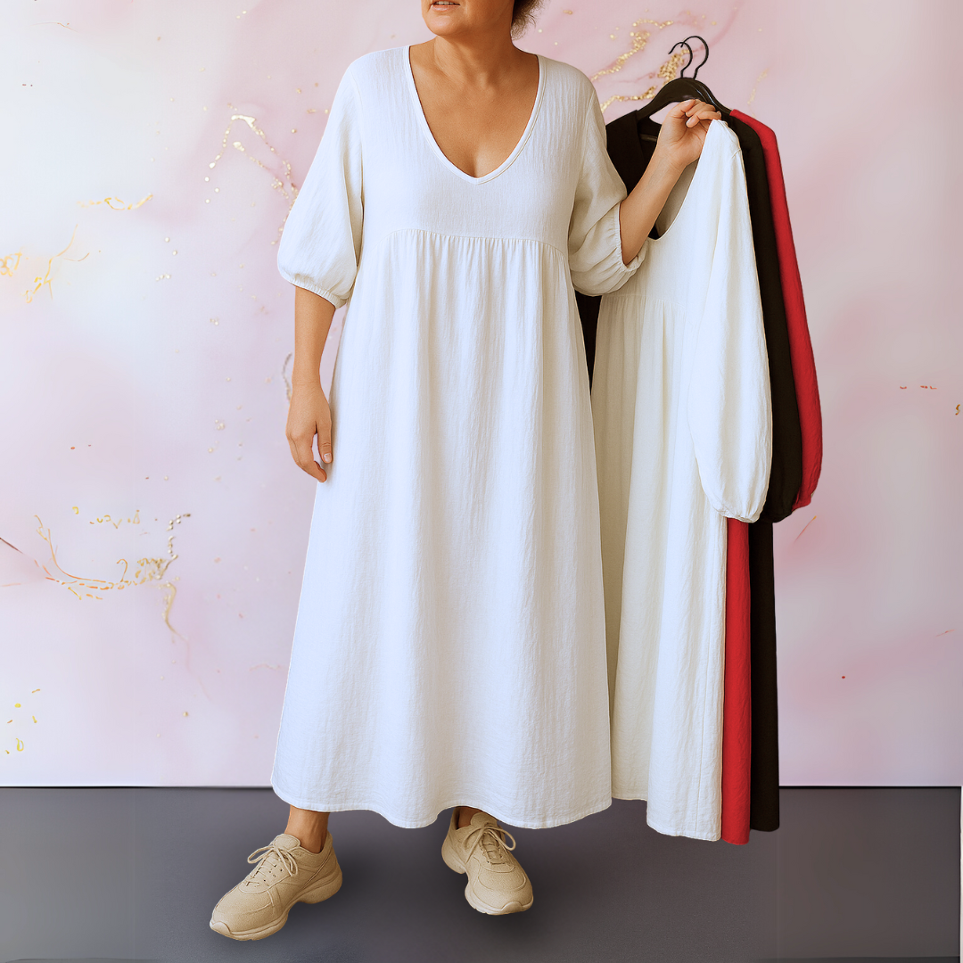 Cléo™ - Robe Unicolore avec V-hals