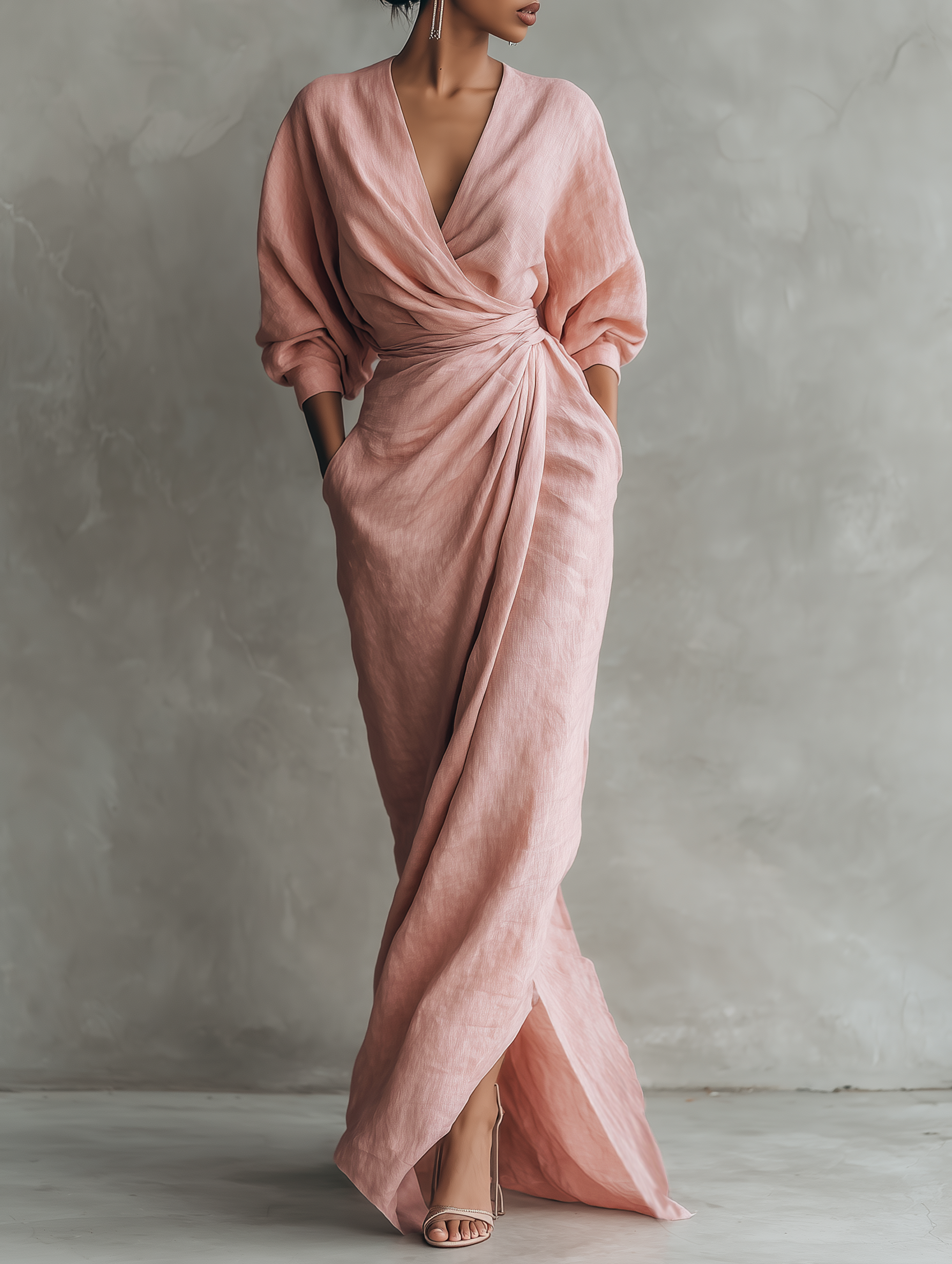 Talyvora™ - Robe maxi femme élégante en lin avec décolleté en V