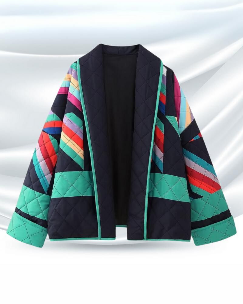Sabine™ - Manteau Patchwork en Coton à Manches Volantes