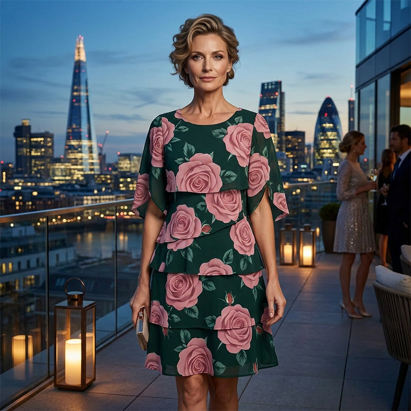Qyvelle™ - Robe Femme Imprimé Floral Coupe Ample Manches Fluides Style Élégant
