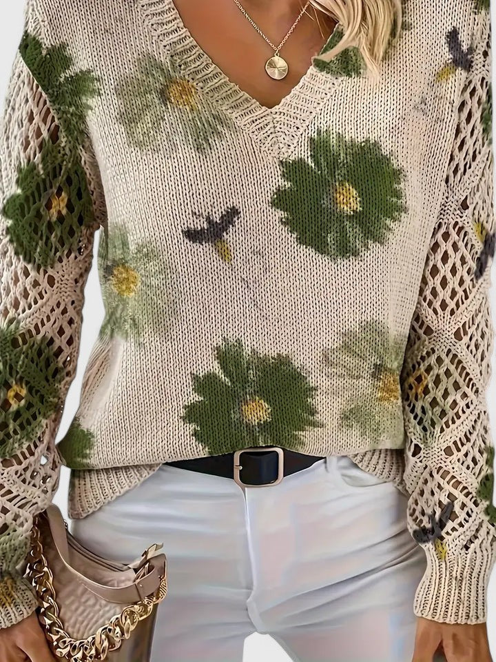 Marisavina - Pull Floral Vintage Élégant