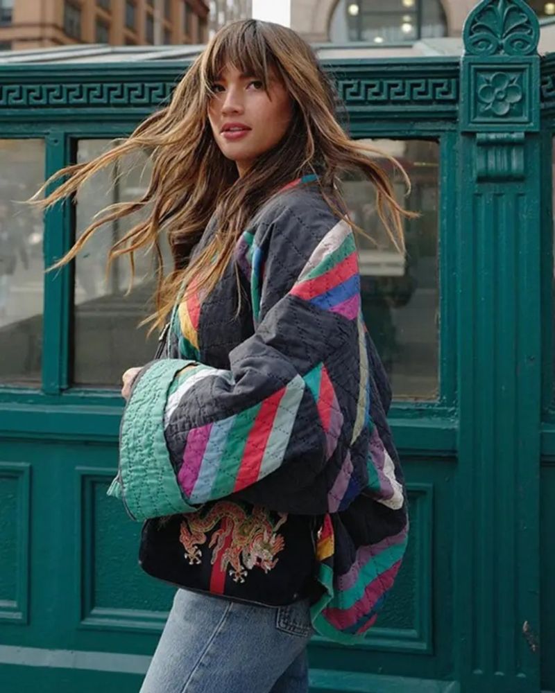 Sabine™ - Manteau Patchwork en Coton à Manches Volantes