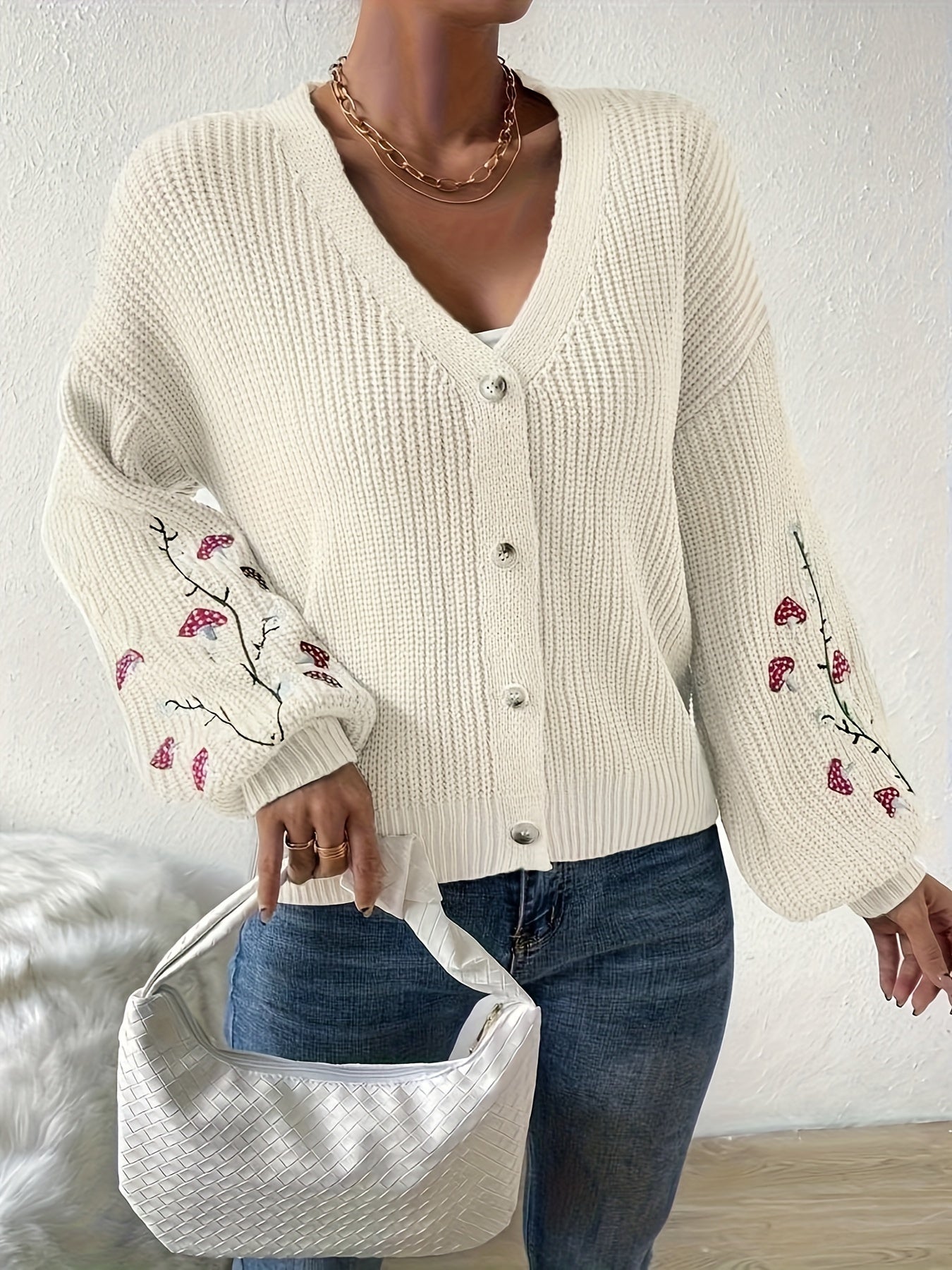 Romilly™ - Cardigan Brodé Champignon