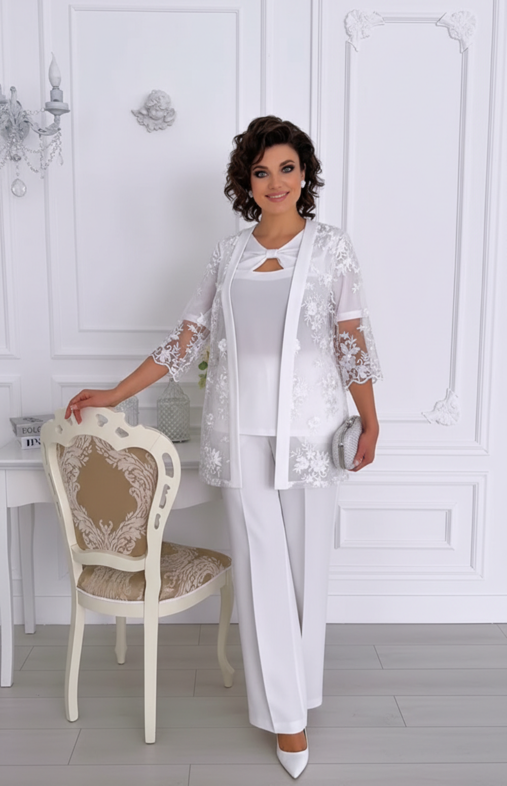 Nelyra™ - Ensemble élégant de 3 pièces avec Cape en Dentelle