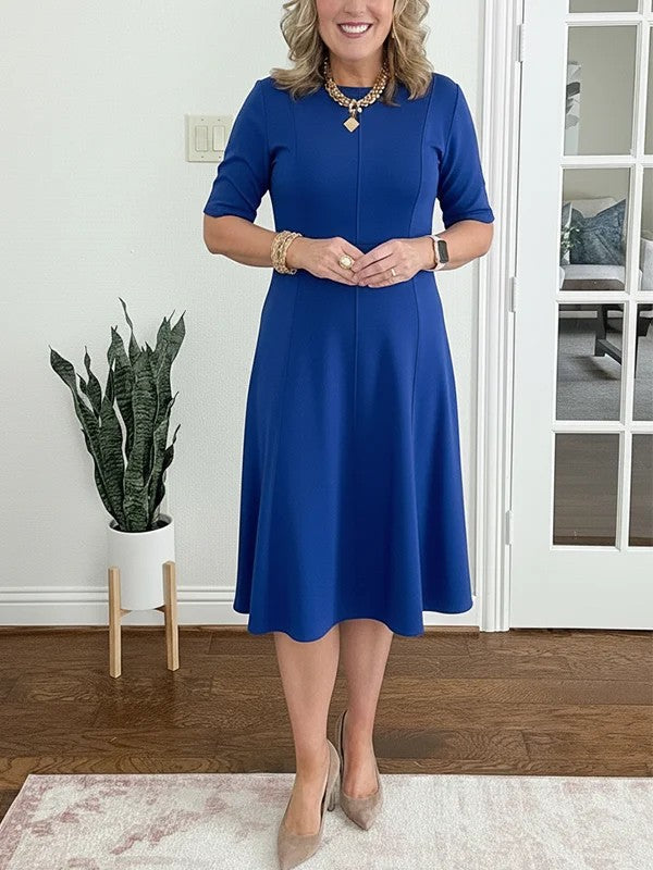 Quirinae™ - Robe Midi Élégante À Coupe Évasée Et Manches