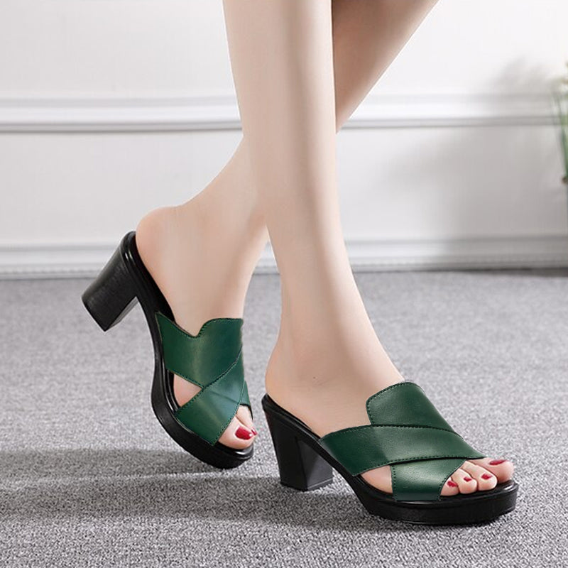 Izyra™ - Sandales Femme Confort Semelle Épaisse Talon Moyen Style Quotidien
