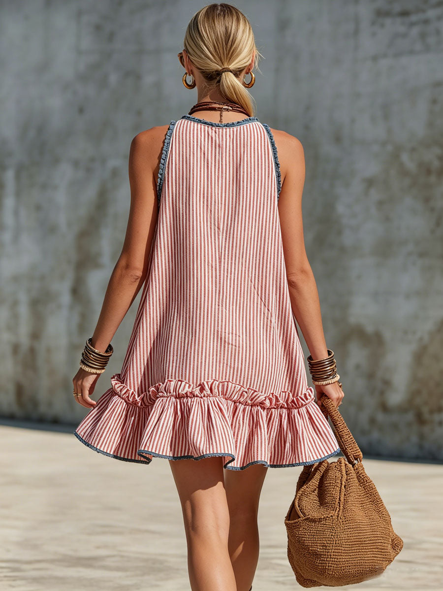 Merova - Robe mini avec col halter et détails volantés