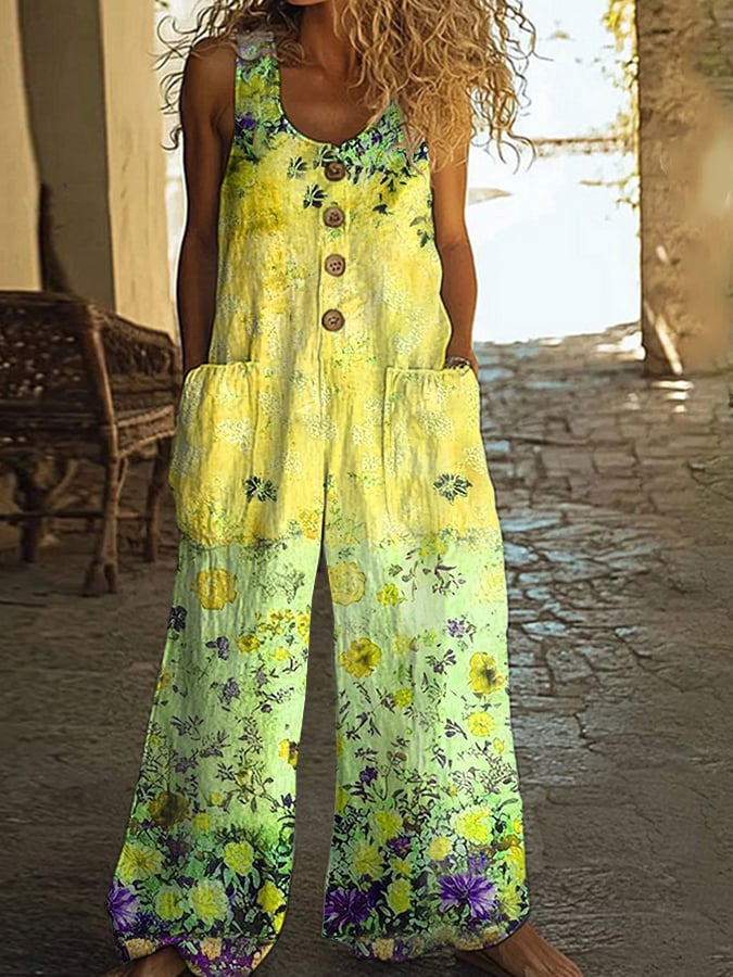 Lunelle™ - Combinaison Vintage pour Femme avec Motif Floral en Patchwork