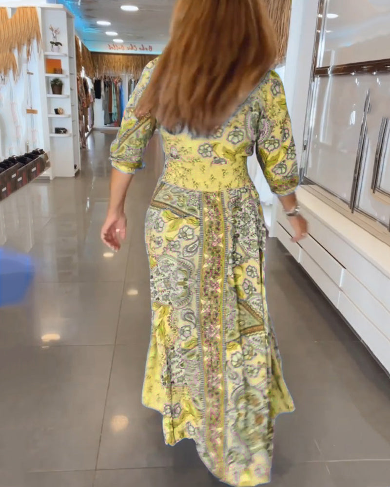 Helia™ - Robe de Vacances avec Col en V et Manches 3/4