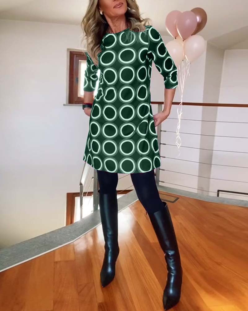 Eugénie™ - Robe Imprimée Élégance Automnale