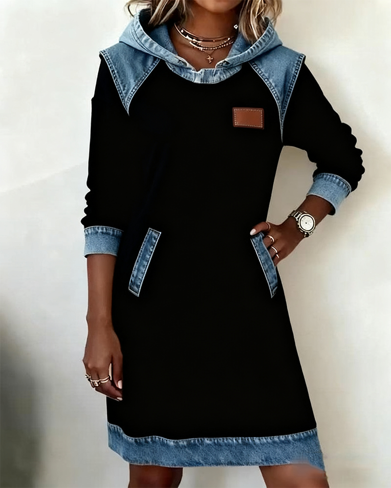 Lunariae™ - Robe casual à capuche style contrasté