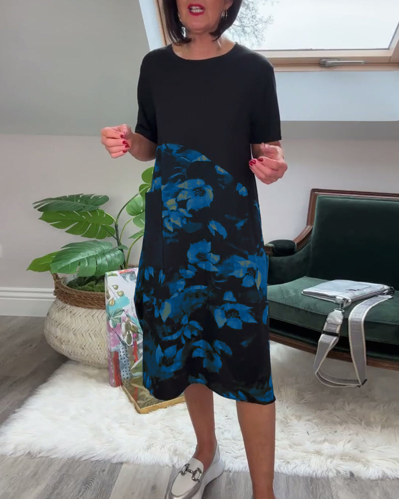 Fien™ - Robe Décontractée Patchwork à Imprimé Fleuri
