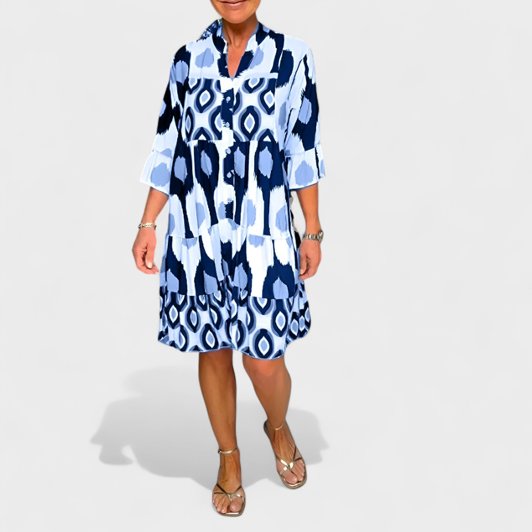 Jorvane™ - Robe femme ample imprimé géométrique col V manches