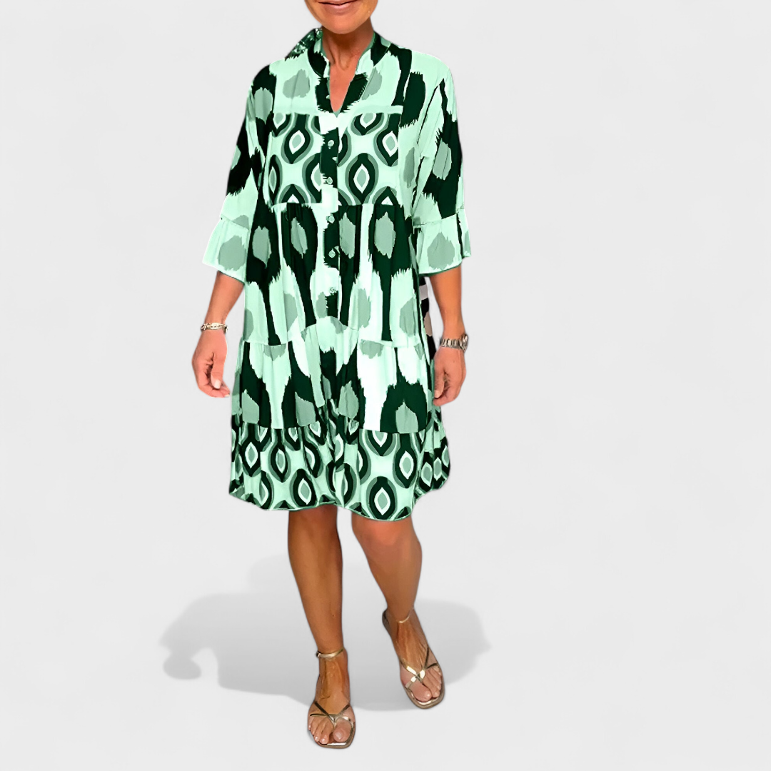 Jorvane™ - Robe femme ample imprimé géométrique col V manches