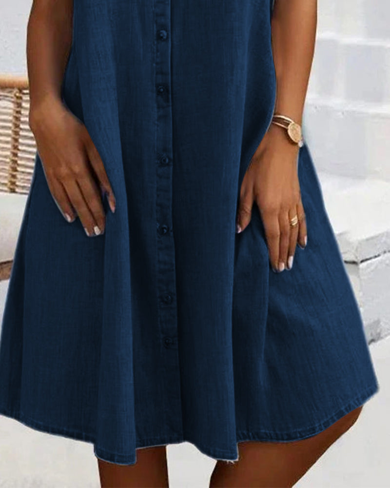 Evelina™ - Robe Midi à Col Revers et Bouton