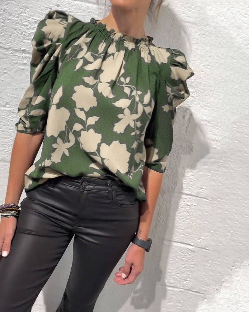 Bellamy™ - Blouse à Manches Bouffantes avec Volants