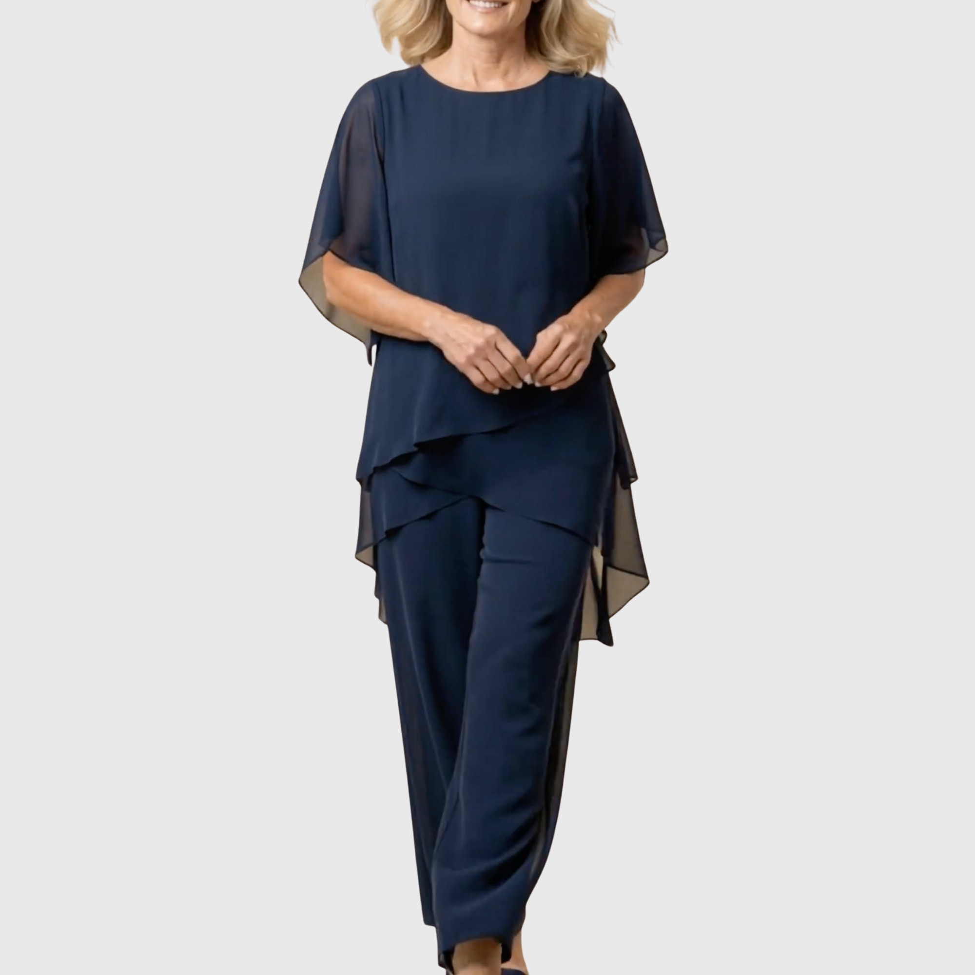 Fosira™ - Ensemble Élégant pour Femmes avec Pantalon Palazzo Drapé