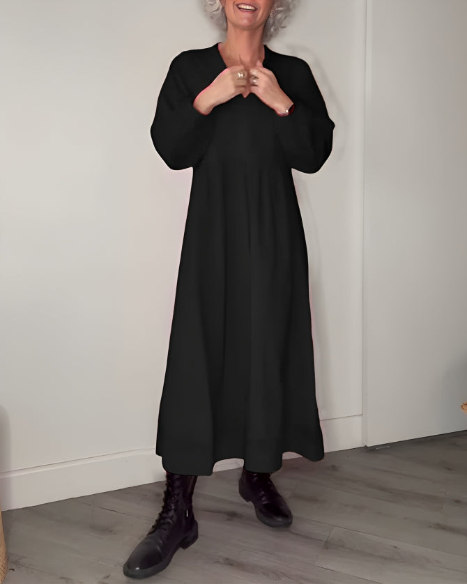 Amanda™ - La robe longue amincissante avec décolleté en V