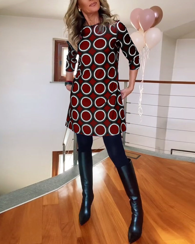 Eugénie™ - Robe Imprimée Élégance Automnale
