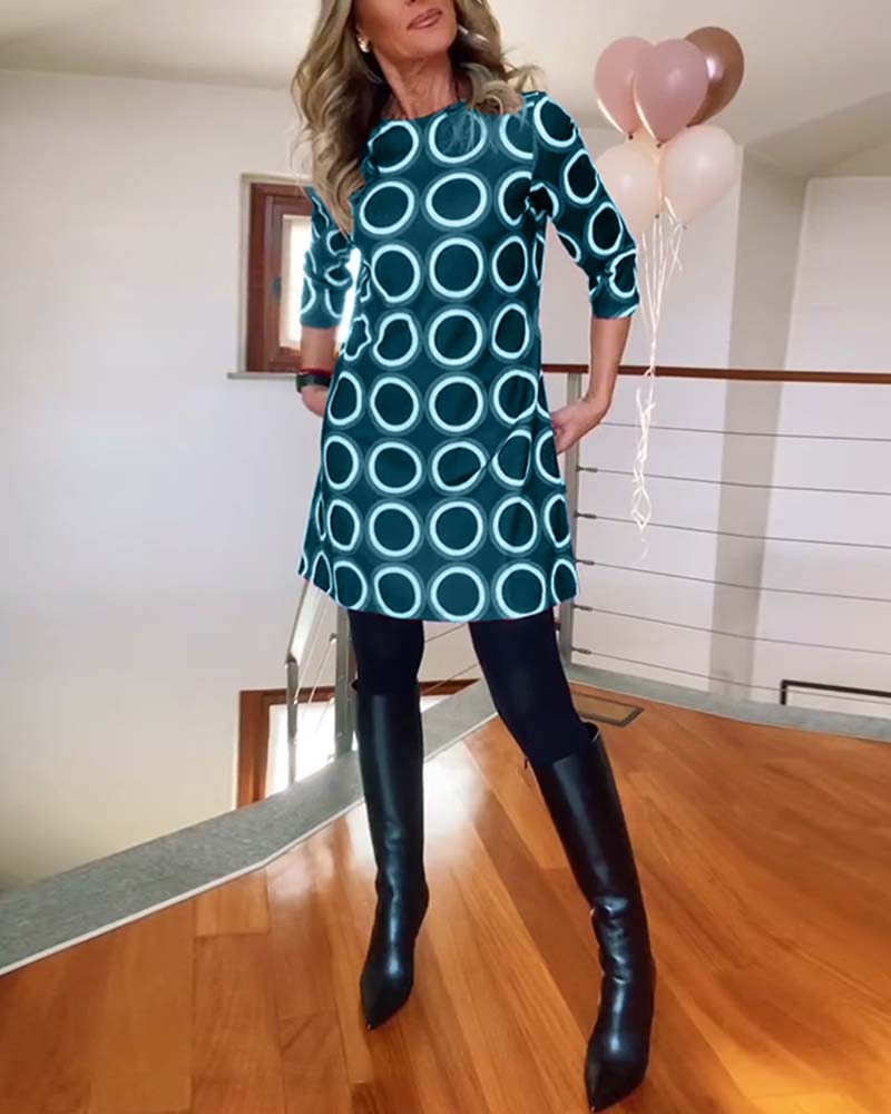 Eugénie™ - Robe Imprimée Élégance Automnale