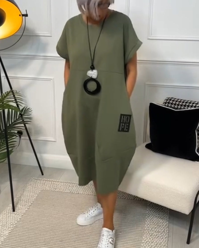 Marie™ - Robe Décontractée à Manches Courtes avec Imprimé Lettre pour Femme