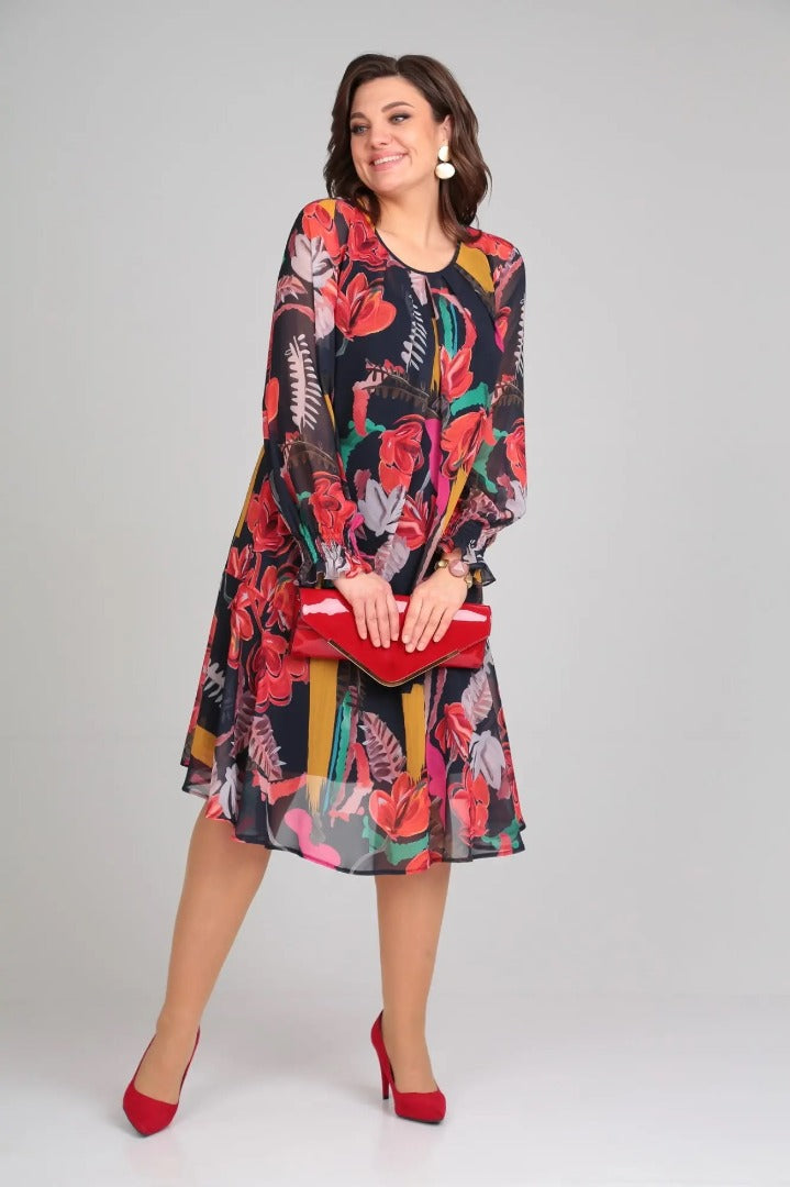 Brisette - Robe Midi Fleurie Élégance Moderne