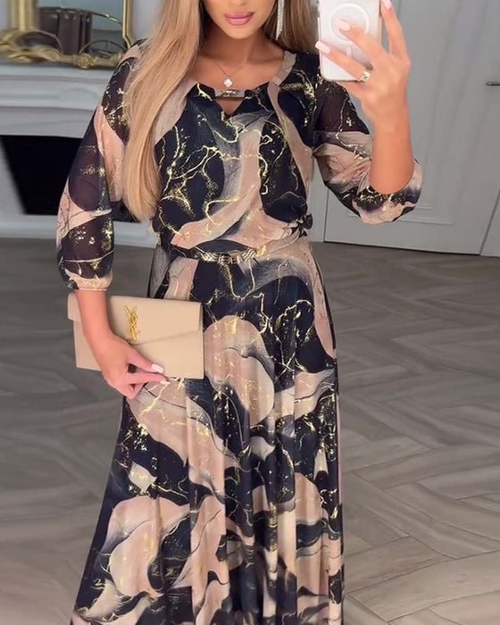 Carenza™ - Robe en Chiffon Élégante à Manches Trois Quarts