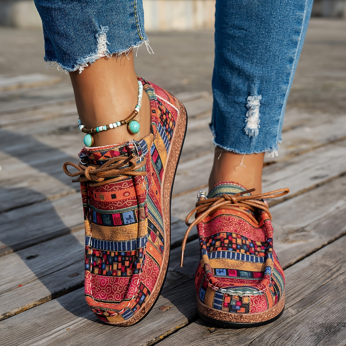 Éléonore - Baskets femme patchwork à lacets pour confort quotidien