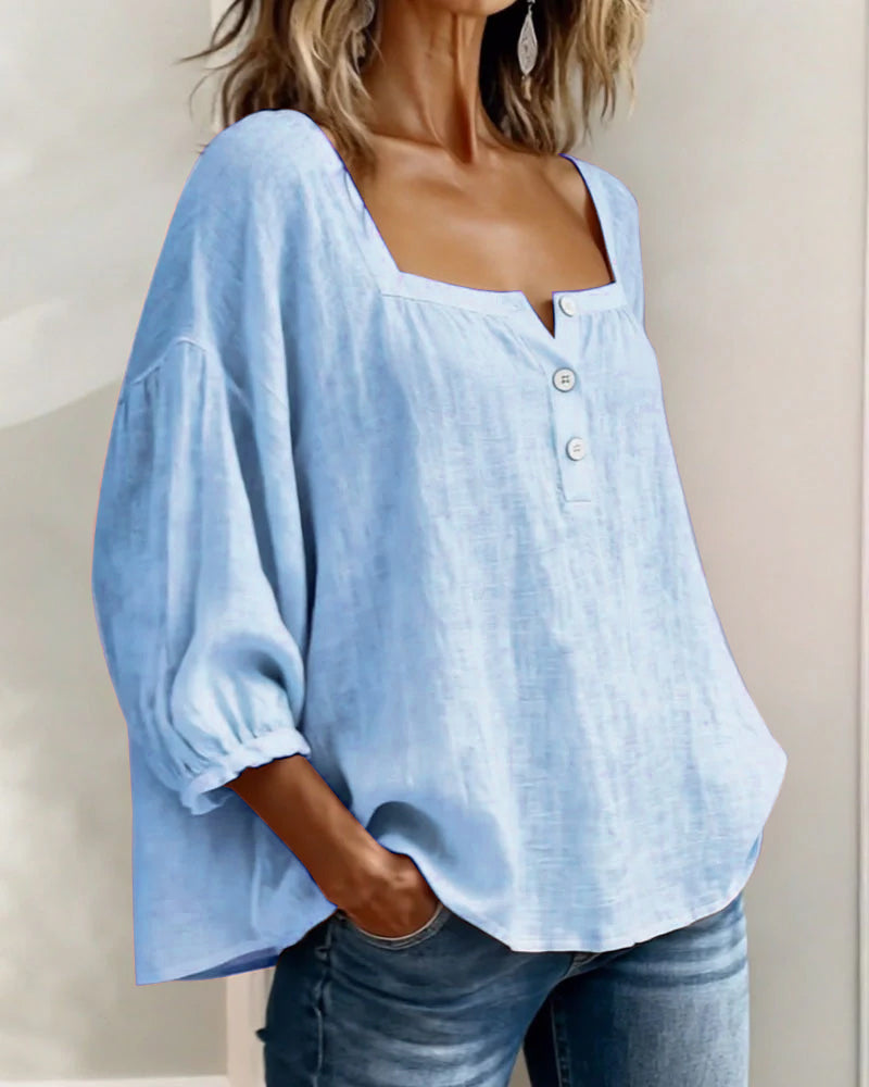 Glyressa™ - Blouse Femme Élégante à Col Carré